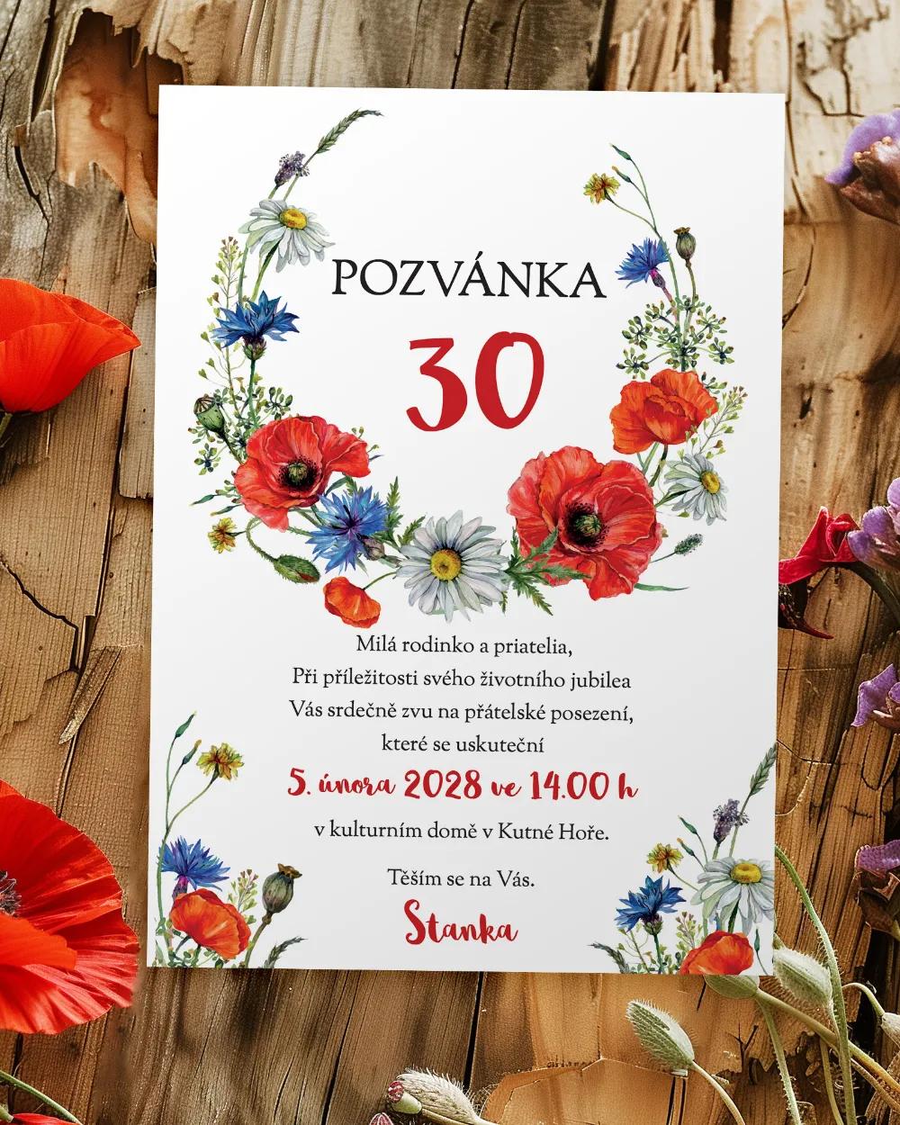 Pozvánka na narozeniny Polní květiny 04