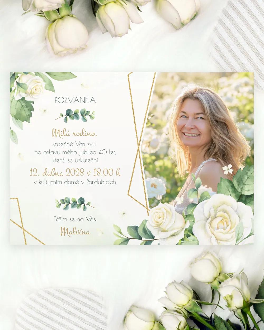 Pozvánka na narozeniny s fotkou Šípové růže 05