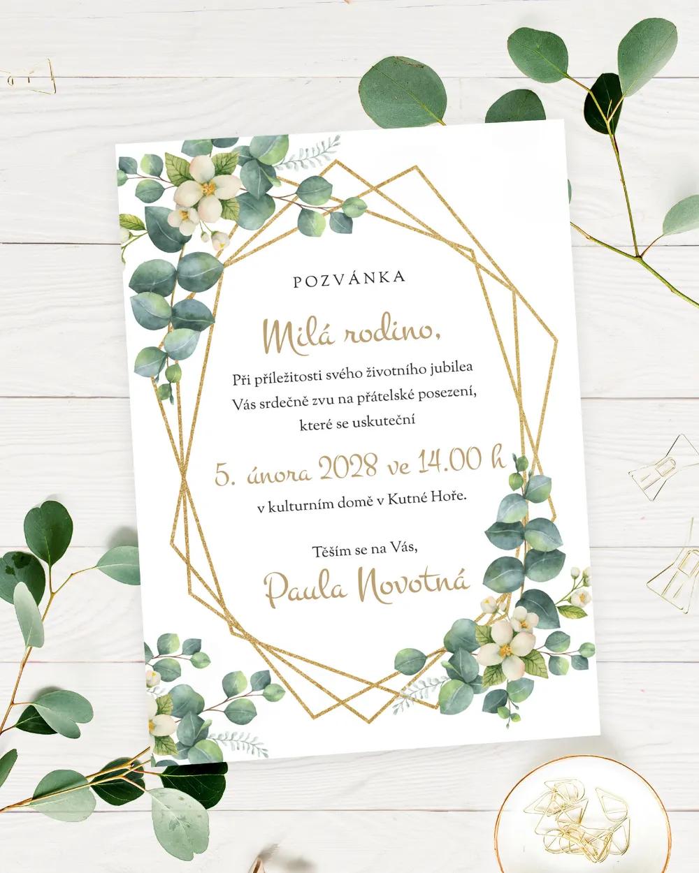 Pozvánka na narozeniny Greenery 03