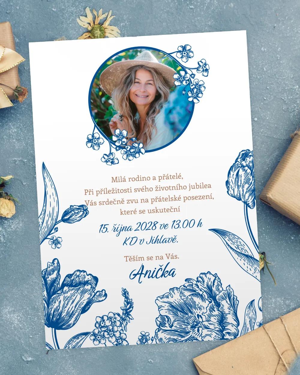 Pozvánka na narozeniny s fotkou Polní květiny 06
