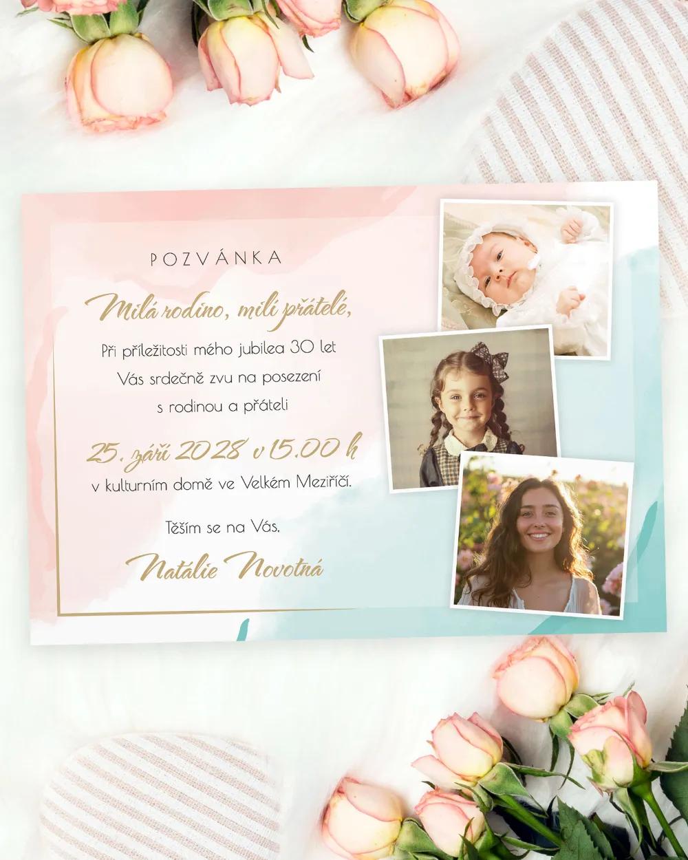 Pozvánka na narozeniny s fotkou Abstrakt 01