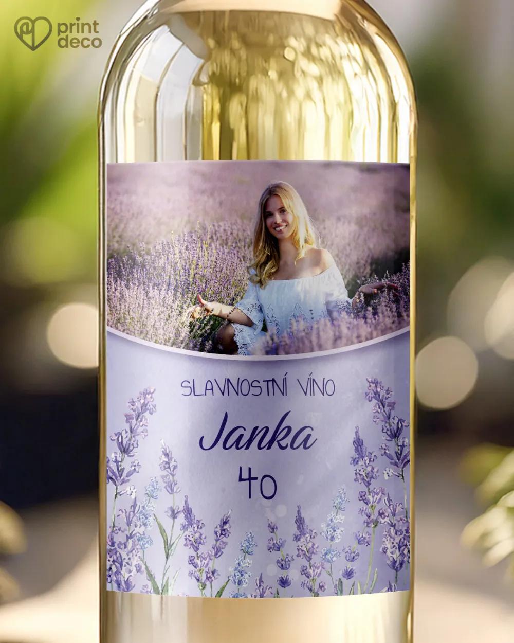Etikety na láhve Levandule I. s fotografií
