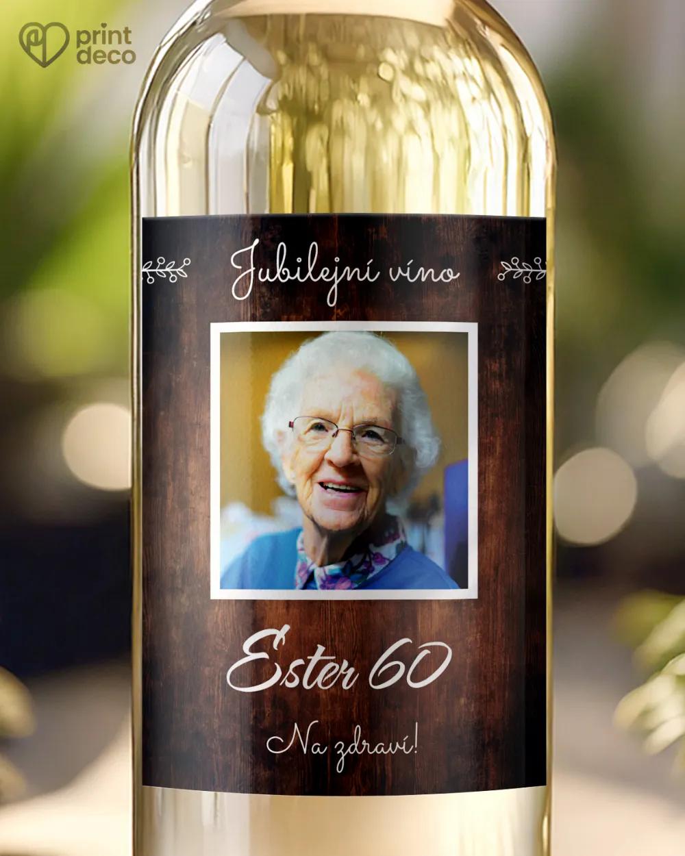 Etikety na láhve Tmavé dřevo s fotografií
