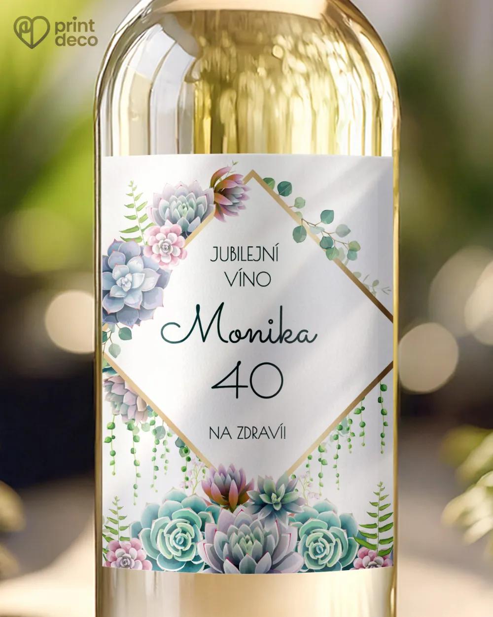 Etikety na láhve Sukulenty