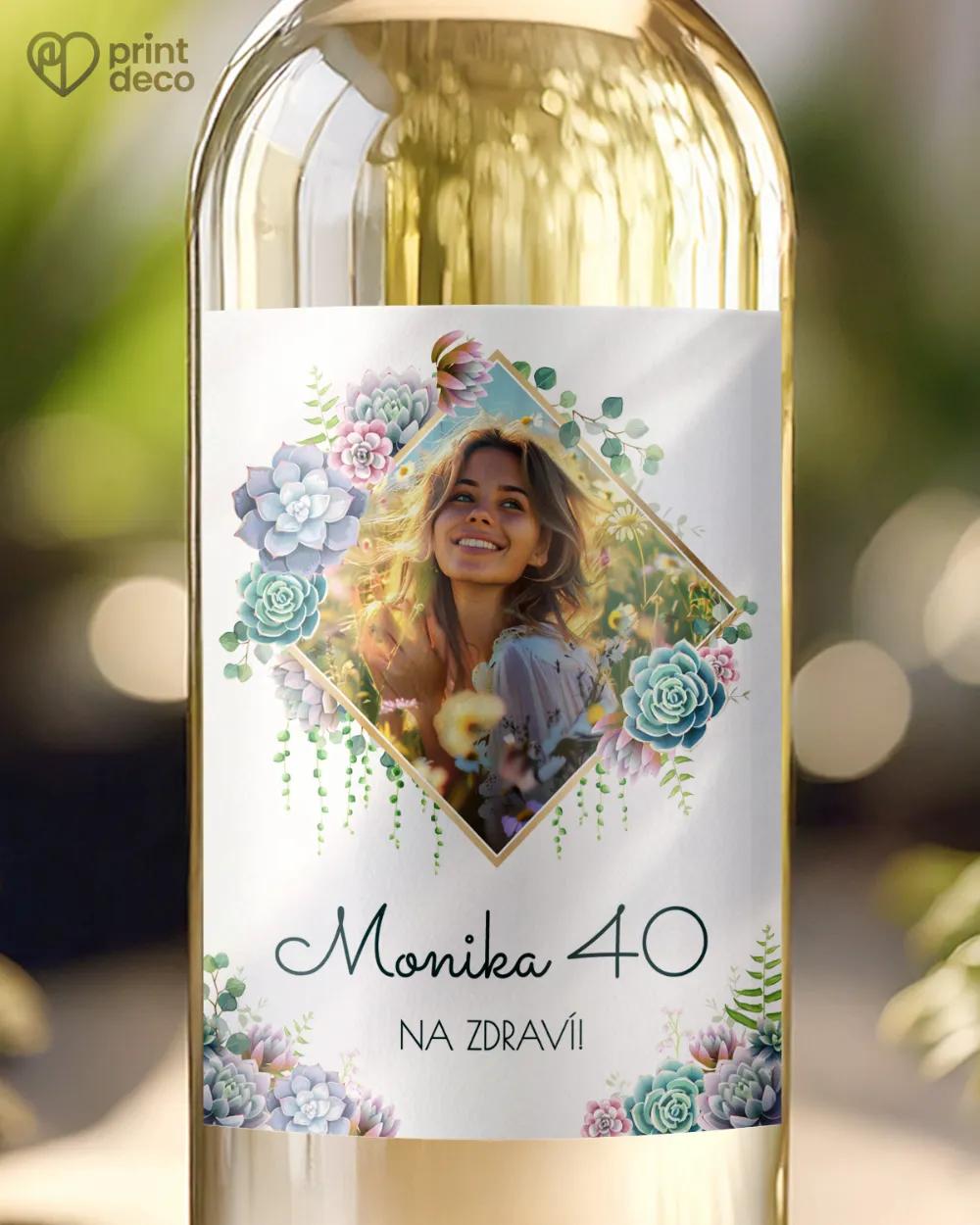 Etikety na láhve Sukulenty s fotografií