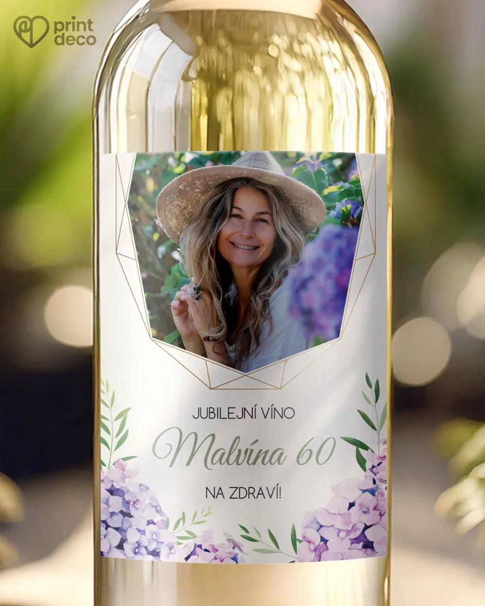 Etikety na láhve Hortenzie s fotografií