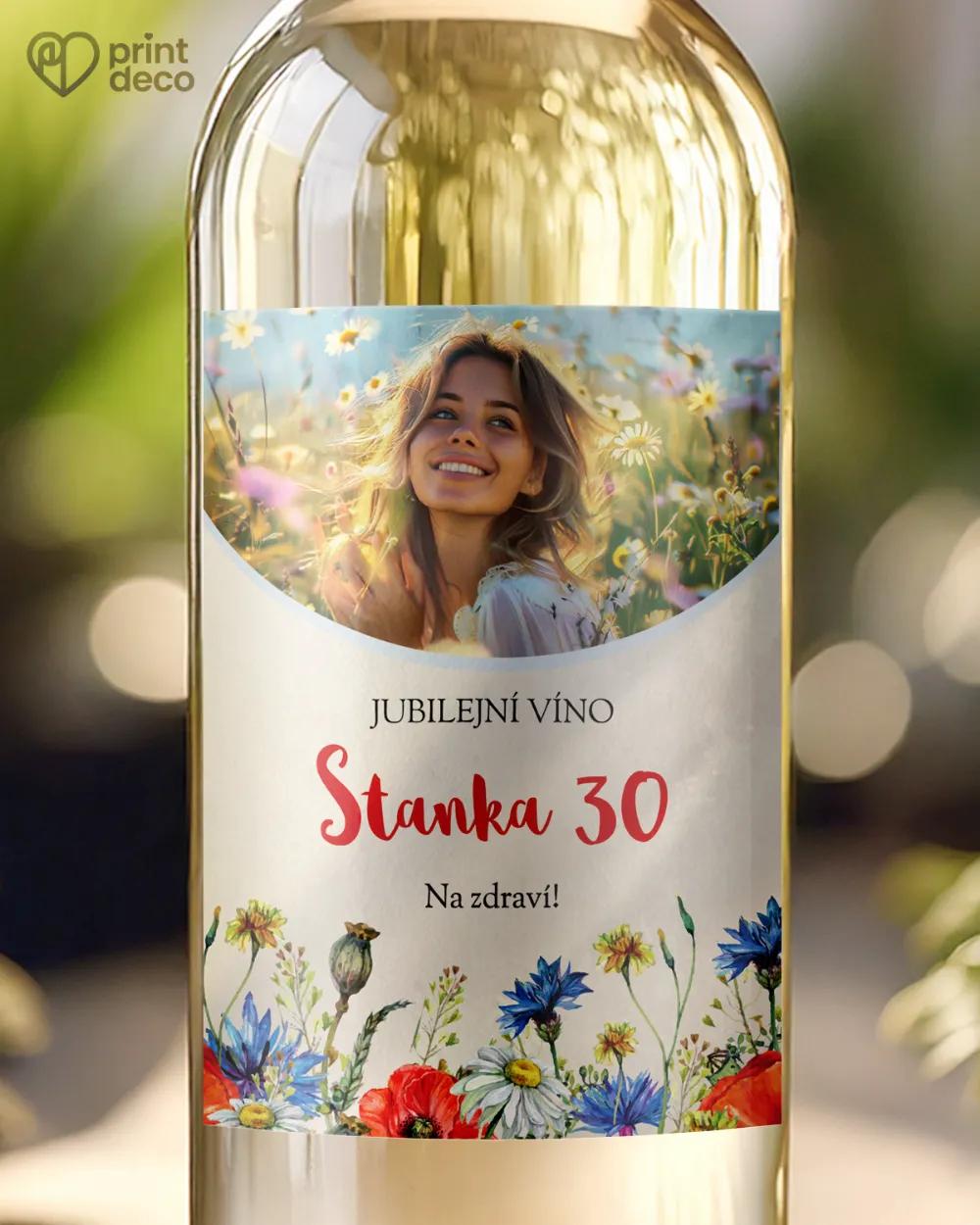 Etikety na láhve Polní květiny III. s fotografií