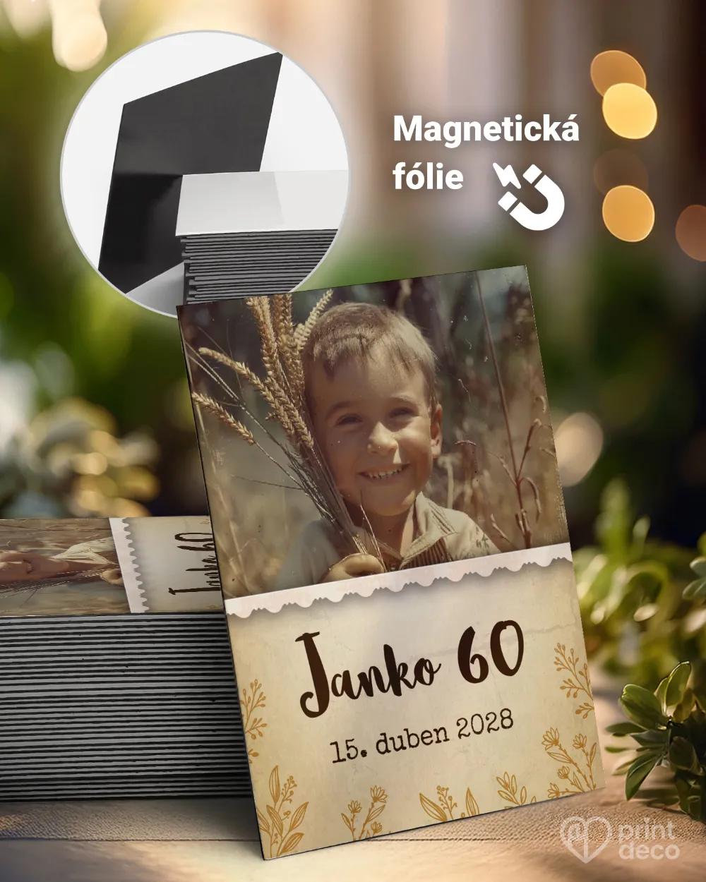 Památeční magnetky z oslavy Vintage květiny s fotografií