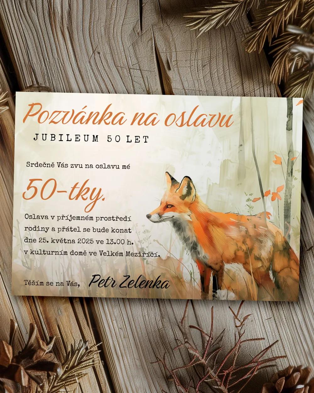 Pozvánka na narozeniny Liška 01