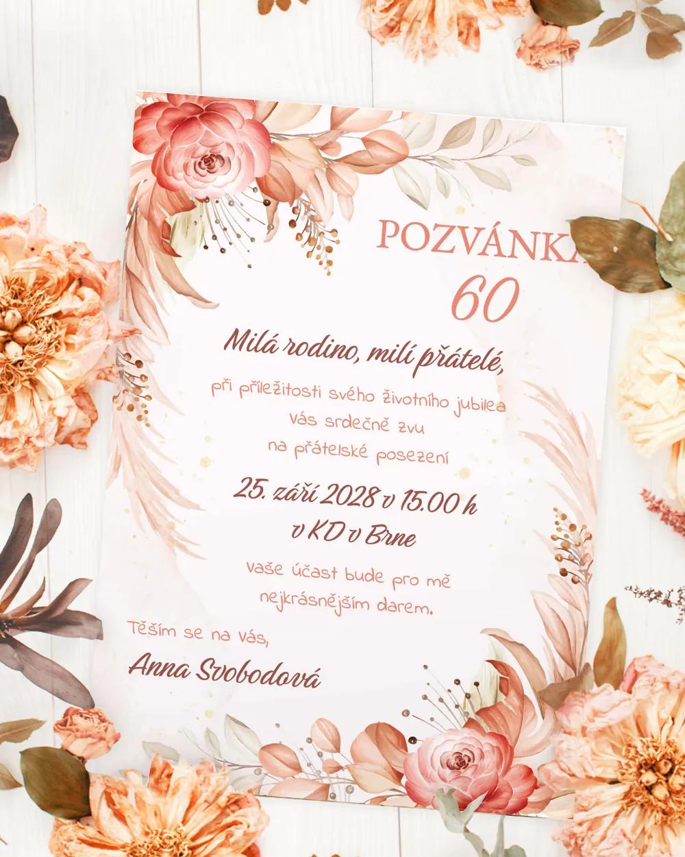 Pozvánka na narozeniny Sušené květiny 02