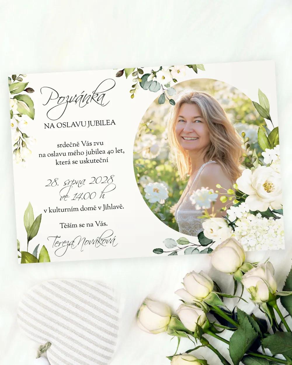 Pozvánka na narozeniny s fotkou Šípové růže 06