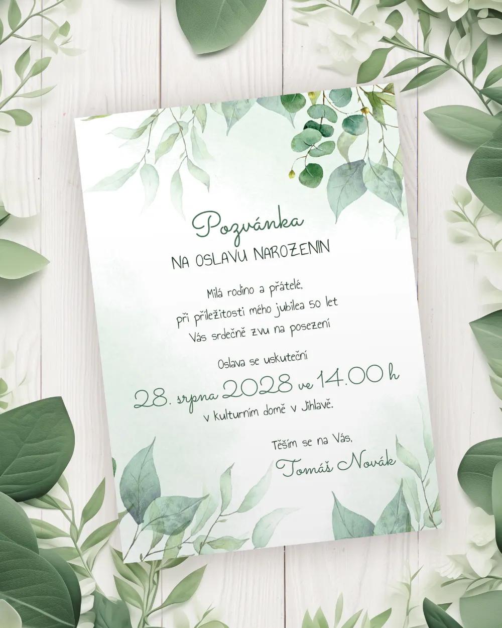 Pozvánka na narozeniny Greenery 05