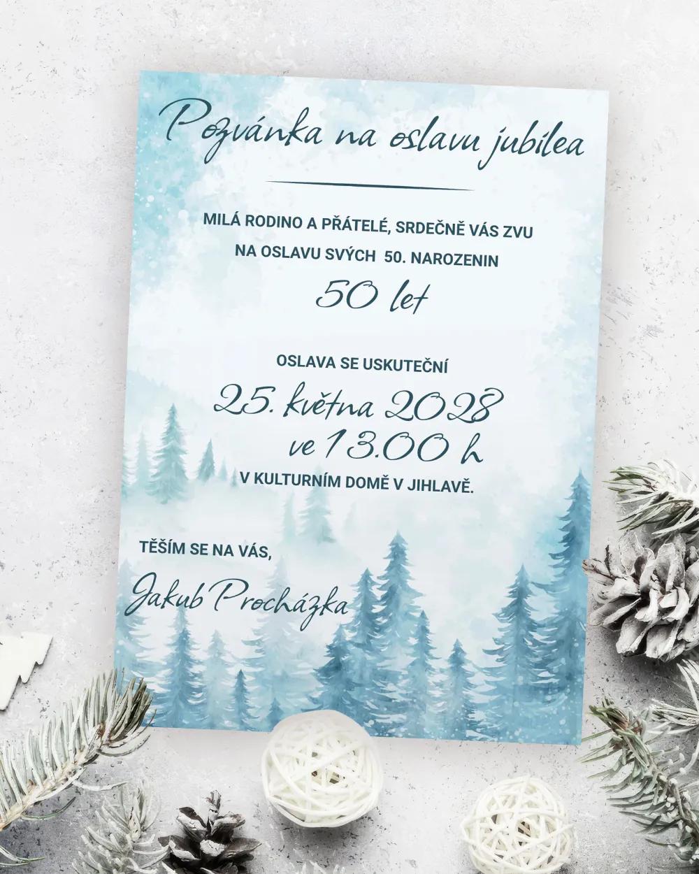Pozvánka na narozeniny Zimní krajina 01