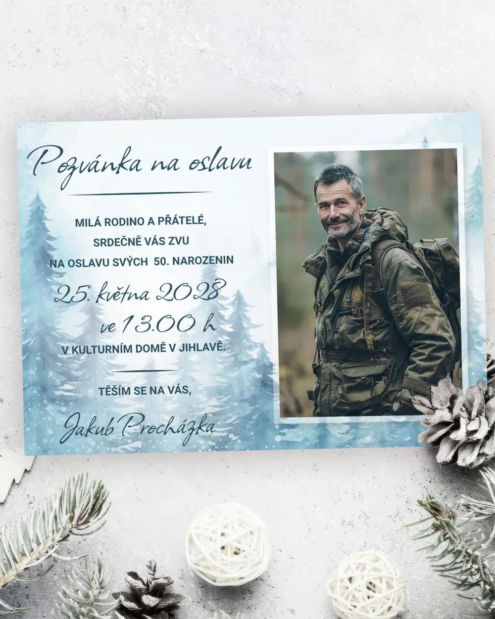 Pozvánka na narozeniny s fotkou Zimní krajina 01