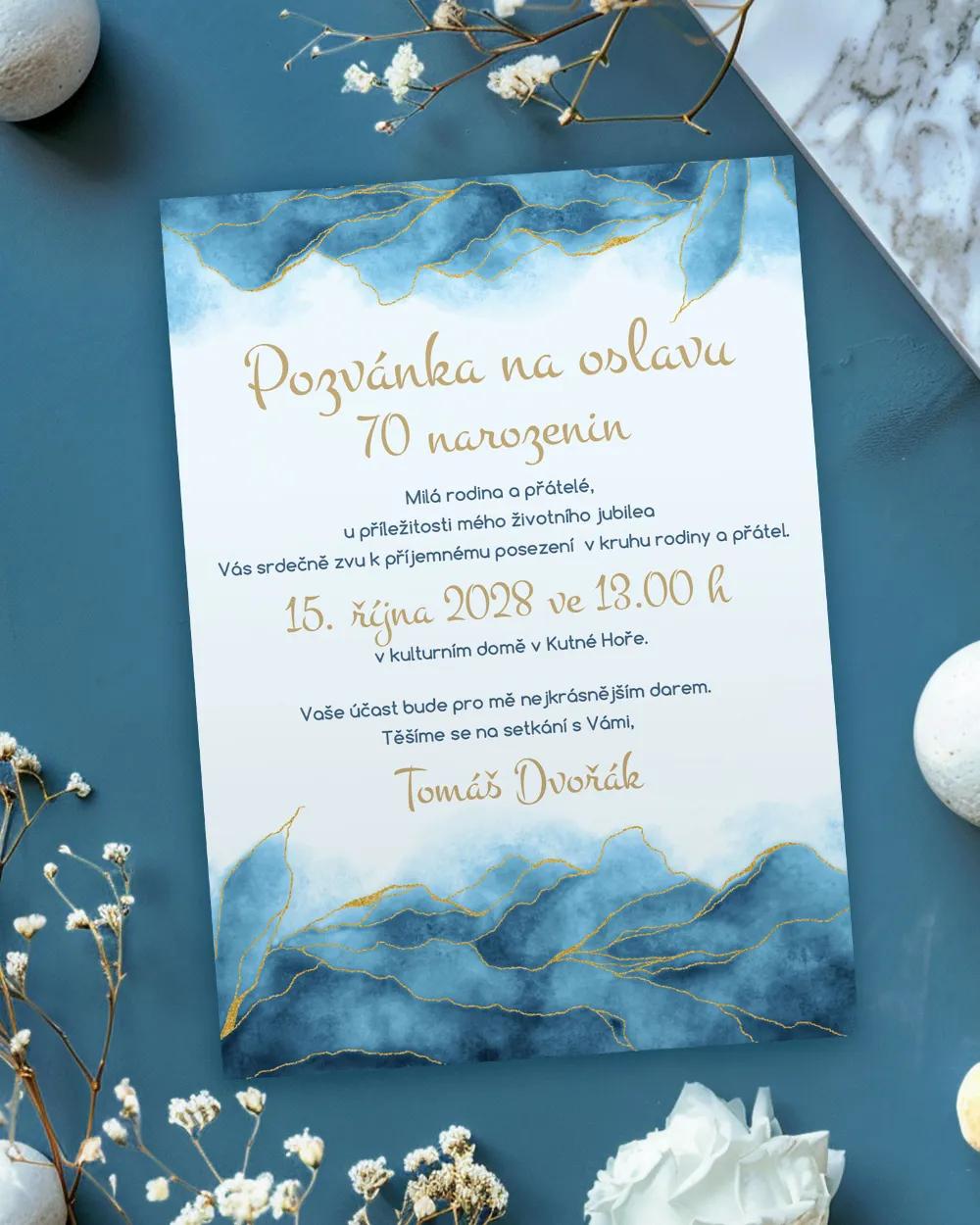 Pozvánka na narozeniny Abstrakt 03 modrá