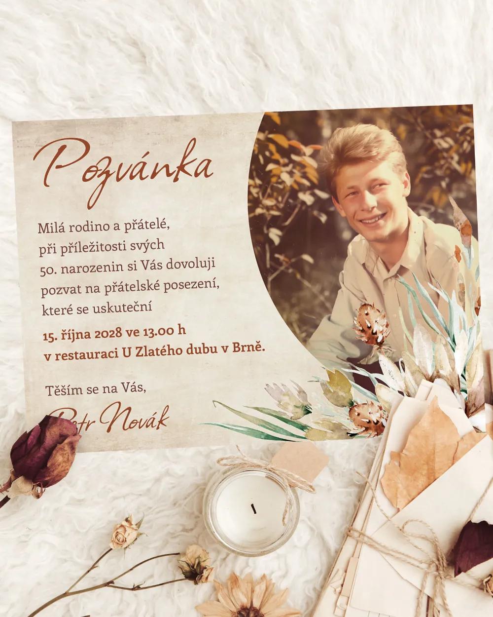 Pozvánka na narozeniny s fotkou Savana