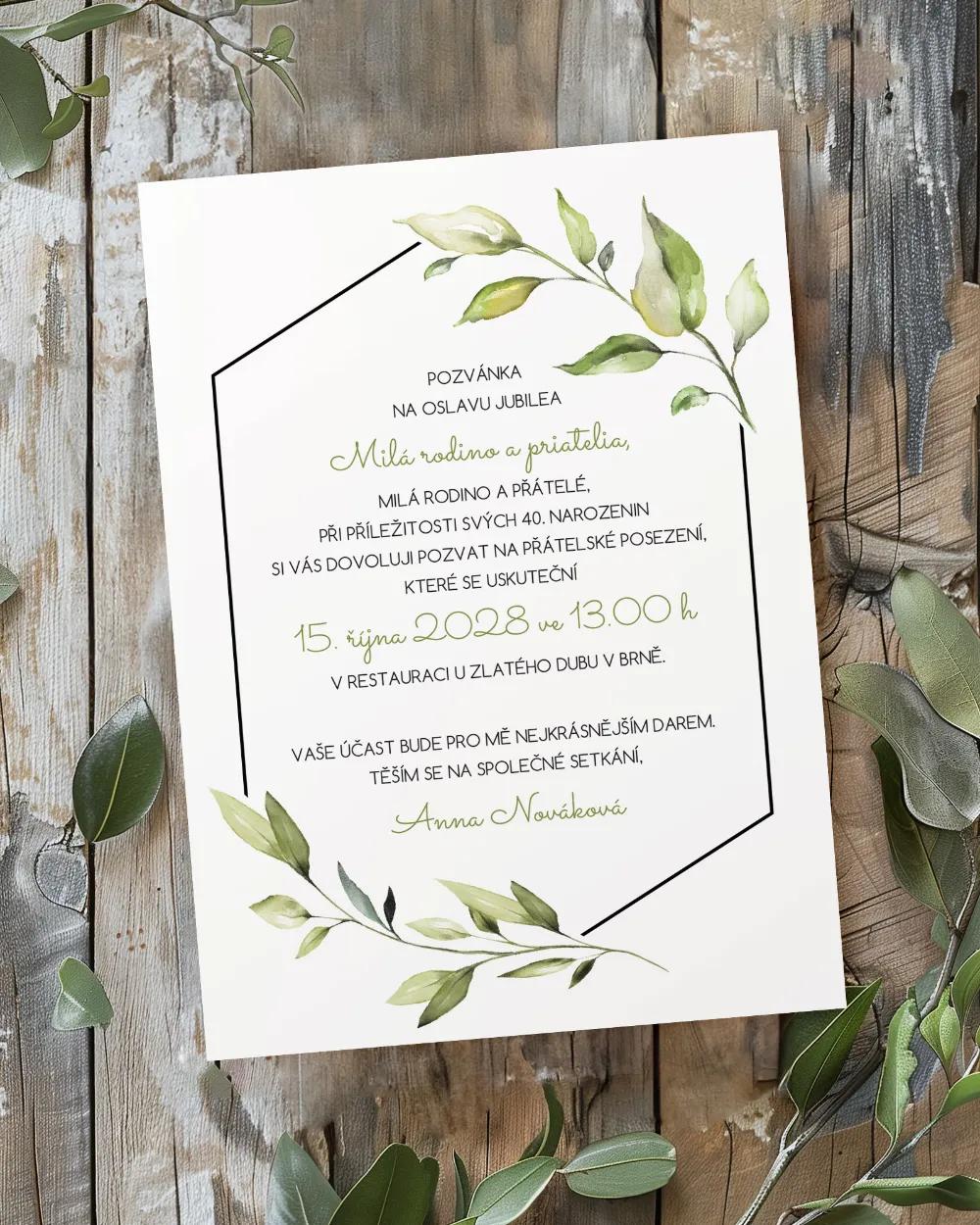 Pozvánka na narozeniny Greenery 06