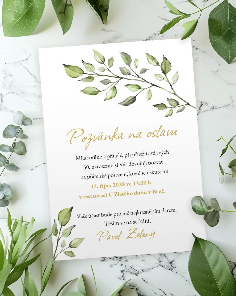 Pozvánka na narozeniny Greenery 07