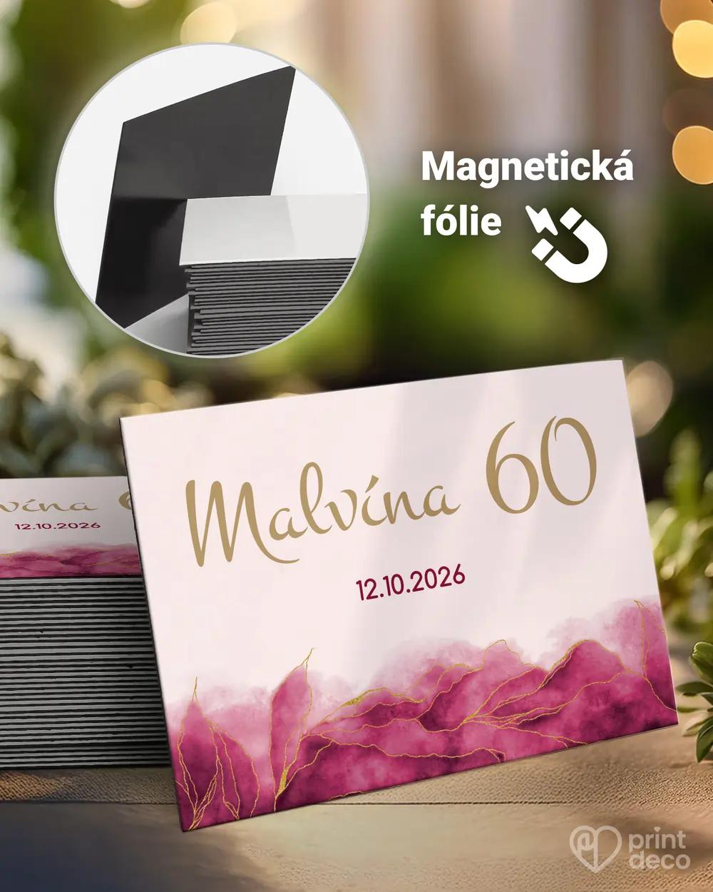 Památeční magnetky z oslavy Abstrakt III. růžová