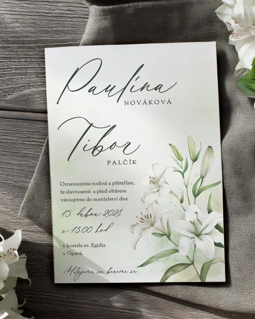 Svatební oznámení - Liliový slib II