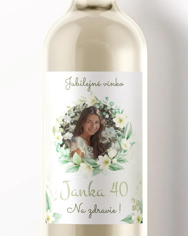 Etikety na láhve Bílé kvítky s fotografií