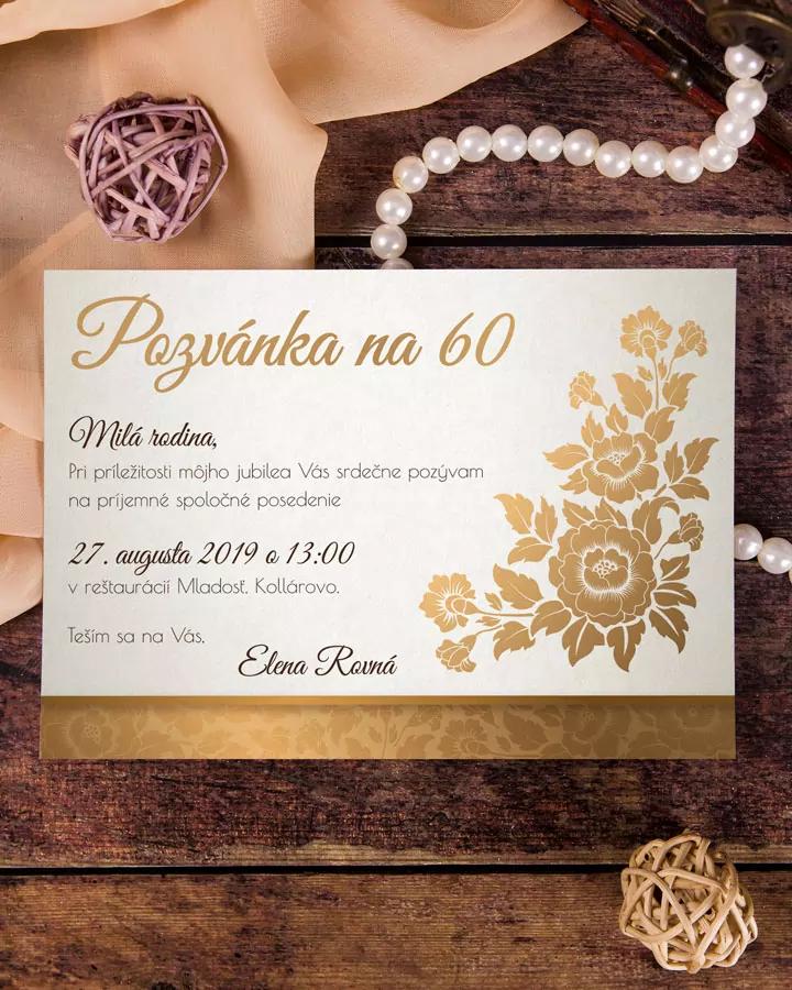 Pozvánka na narozeniny - Zlatá růže