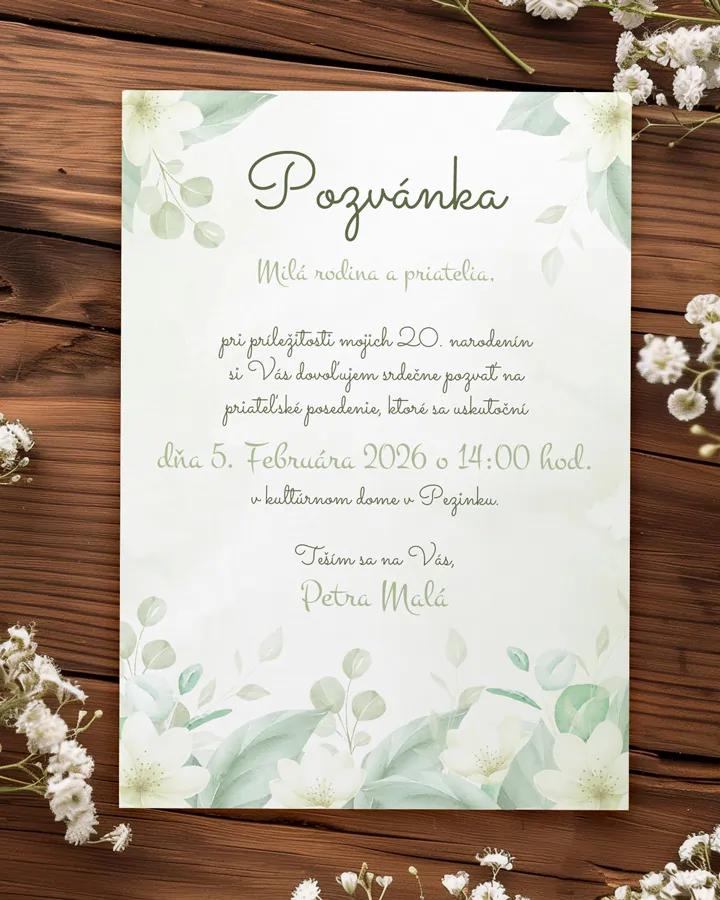 Pozvánka na narozeniny Bílé kvítky